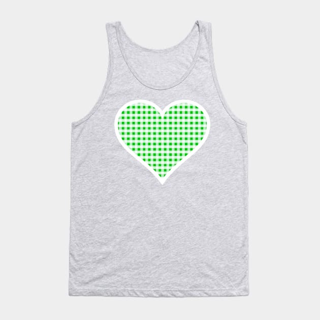 Green and White Gingham Heart Tank Top by bumblefuzzies